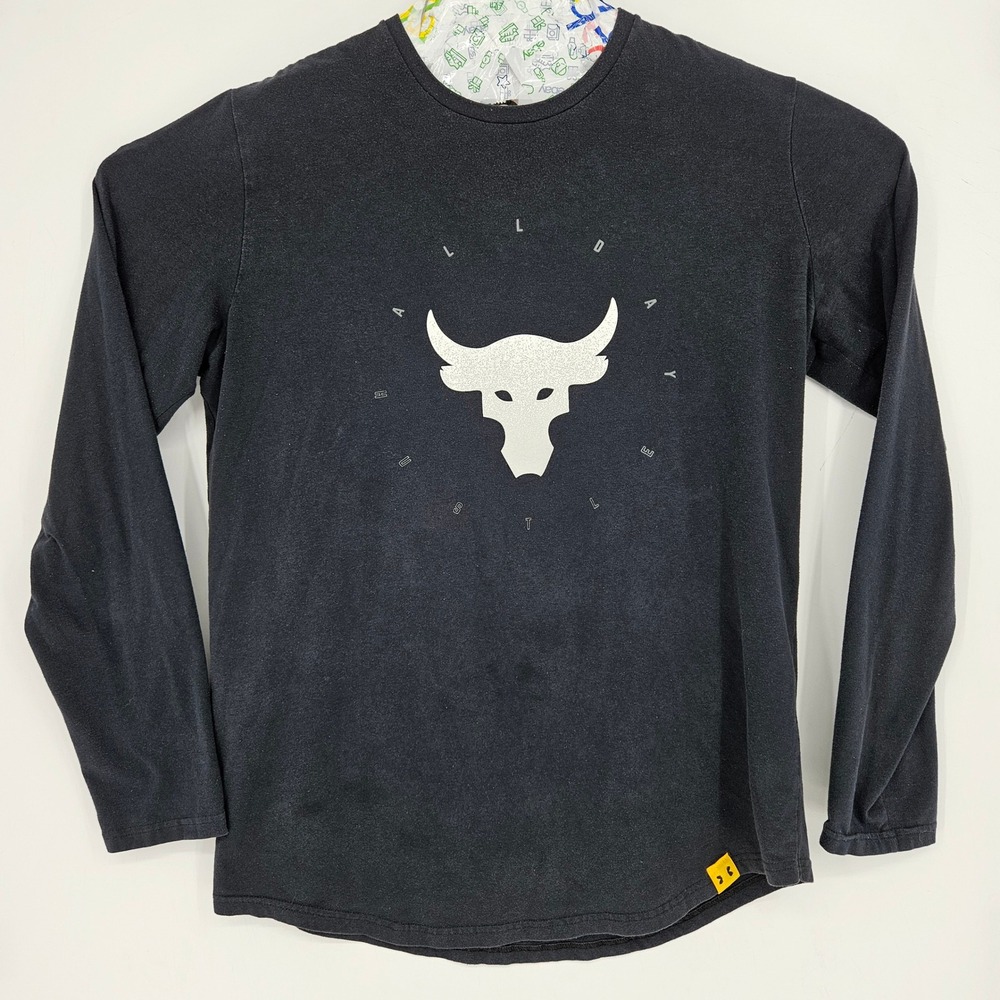 Under Armour Project Rock Shirt Mens Large All Day Hustle Black FLAWS